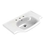 CeraStyle 081200-U-Three Hole Rectangular White Ceramic Wall Mounted or Drop In Bathroom Sink